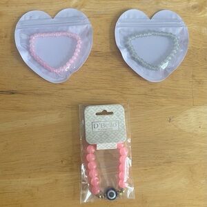 Kids Pink and Gray Beaded Bracelet Set & the 👁️ bracelet